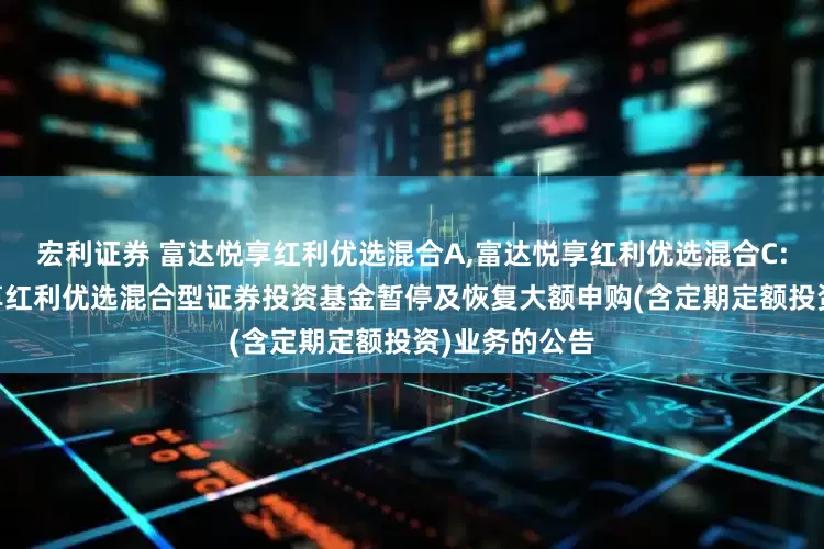 宏利证券 富达悦享红利优选混合A,富达悦享红利优选混合C: 关于富达悦享红利优选混合型证券投资基金暂停及恢复大额申购(含定期定额投资)业务的公告