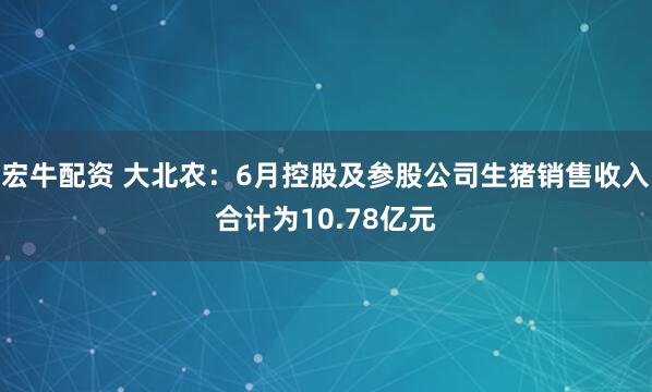 宏牛配资 大北农：6月控股及参股公司生猪销售收入合计为10.78亿元