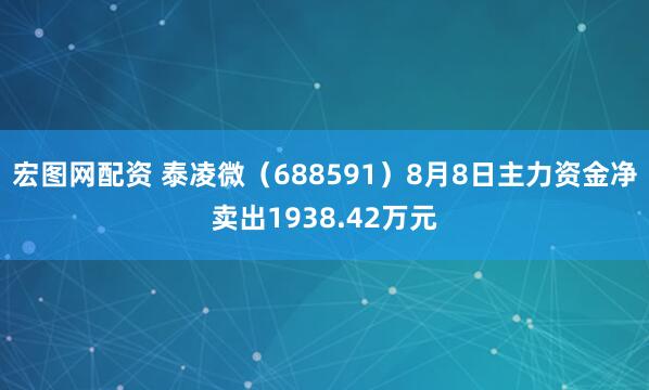 宏图网配资 泰凌微（688591）8月8日主力资金净卖出1938.42万元